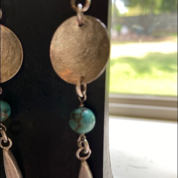 NWT Signed Balaam handmade earrings. Authentic turquoise. 925 Sterling Silver. - Picture 3 of 7